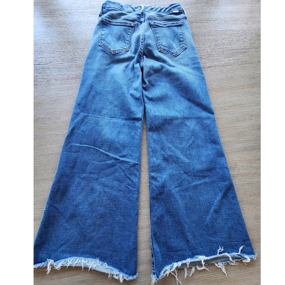 MOTHER Lil Roller Fray High Rise Wide Leg Frayed Hem Jeans. Gritty Boho coastal